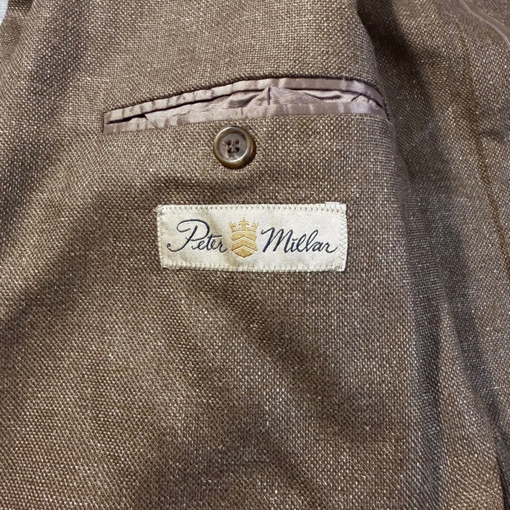 Peter Millar Sport Coat Silk Wool Blend 44 Brown Made In Italy‎ - Picture 4 of 9